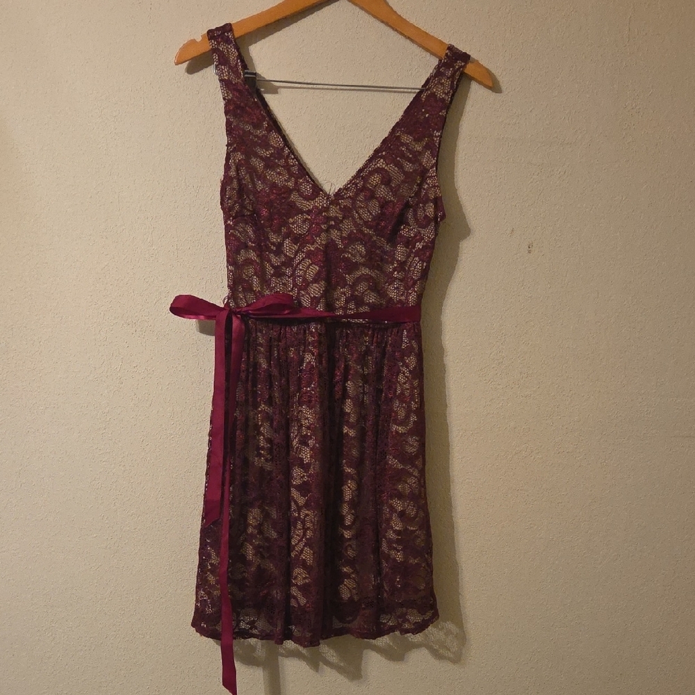 B. Smart Burgundy V-Neck Sleeveless Mini Sundress